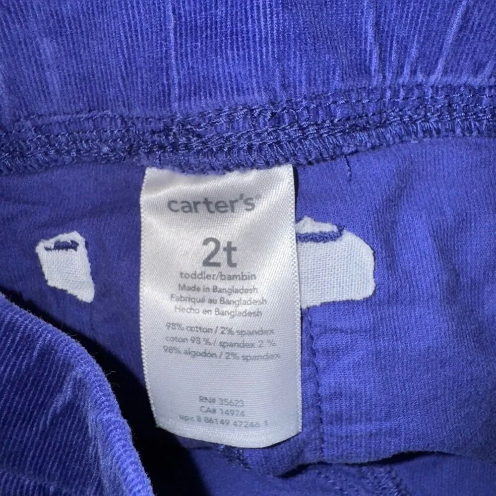 Royal Blue Corduroy Pants Girls 2T Jeans Elastic Waist Comfy Cute Fall Winter
